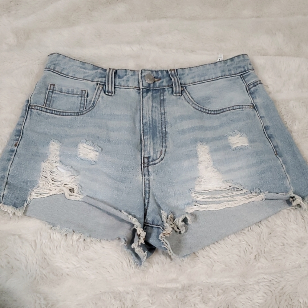 Refuge Denim High Waisted Distressed Cut Off Shorts 5